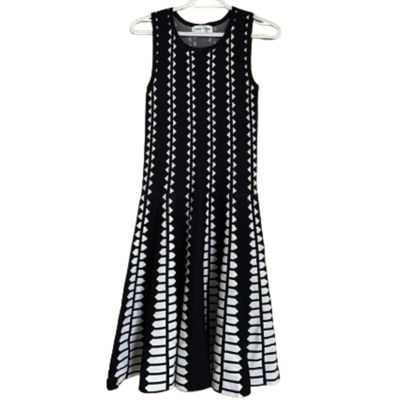 John + Jenn Women’s Black & White A-Line Knit Fit & Flare Dress Sz- XS - Picture 1 of 8